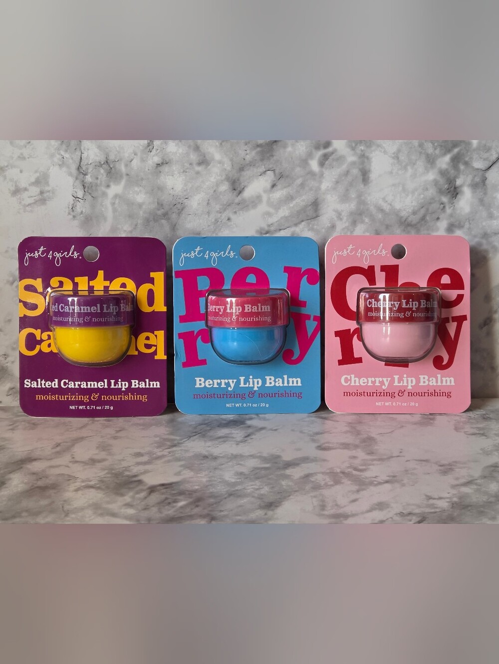 Berry, Cherry, Salted Carmel Lip Balm - Moisturizing Balm Set of 3